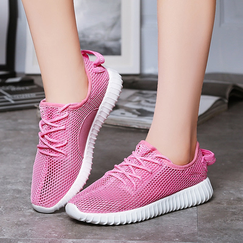 2020 Summer Women Vulcanized Shoes For Breathable Mesh Shoes Women Sneakers Lightweight Mesh Casual High Quality Green Pink