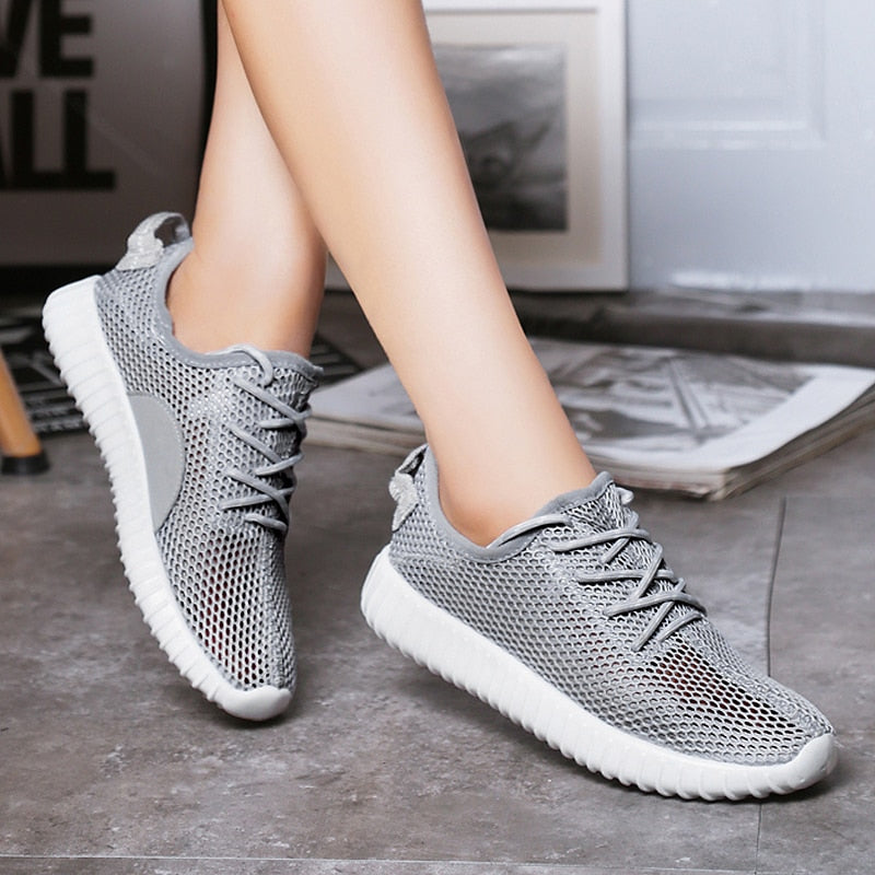 2020 Summer Women Vulcanized Shoes For Breathable Mesh Shoes Women Sneakers Lightweight Mesh Casual High Quality Green Pink