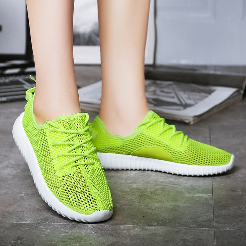 2020 Summer Women Vulcanized Shoes For Breathable Mesh Shoes Women Sneakers Lightweight Mesh Casual High Quality Green Pink