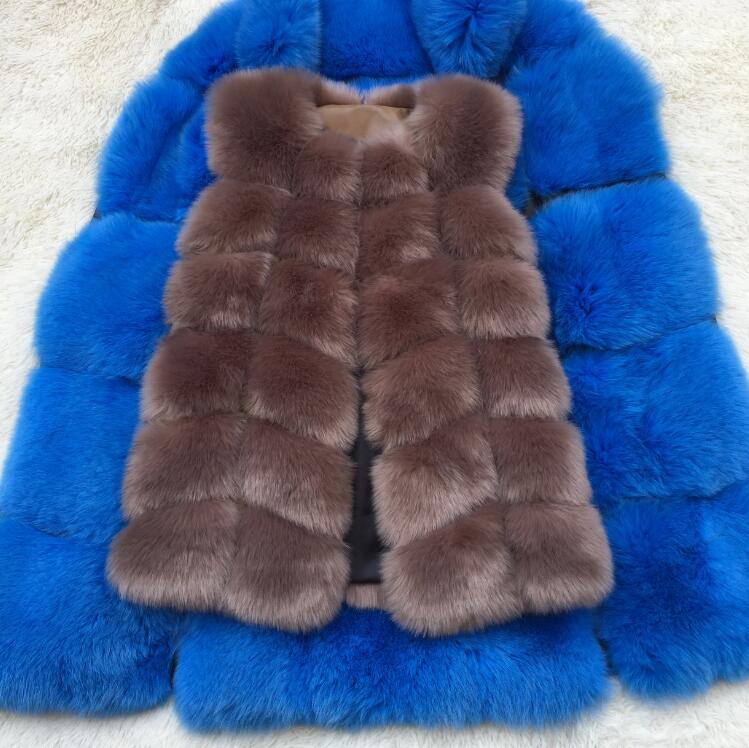 Faux Fur Factory Fox Artifical Fur Vest Women Autumn Winter Fox Faux Fur Coat Middle Long Waistcoat Female Faux Fur Vest CP01