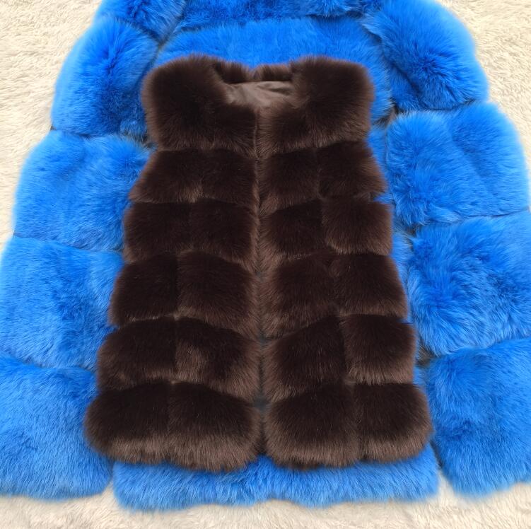 Faux Fur Factory Fox Artifical Fur Vest Women Autumn Winter Fox Faux Fur Coat Middle Long Waistcoat Female Faux Fur Vest CP01