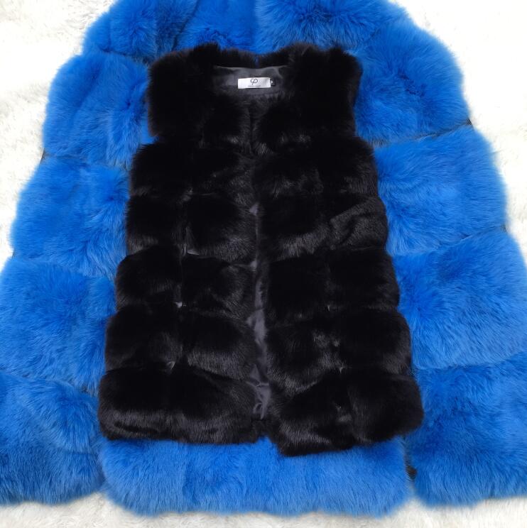 Faux Fur Factory Fox Artifical Fur Vest Women Autumn Winter Fox Faux Fur Coat Middle Long Waistcoat Female Faux Fur Vest CP01