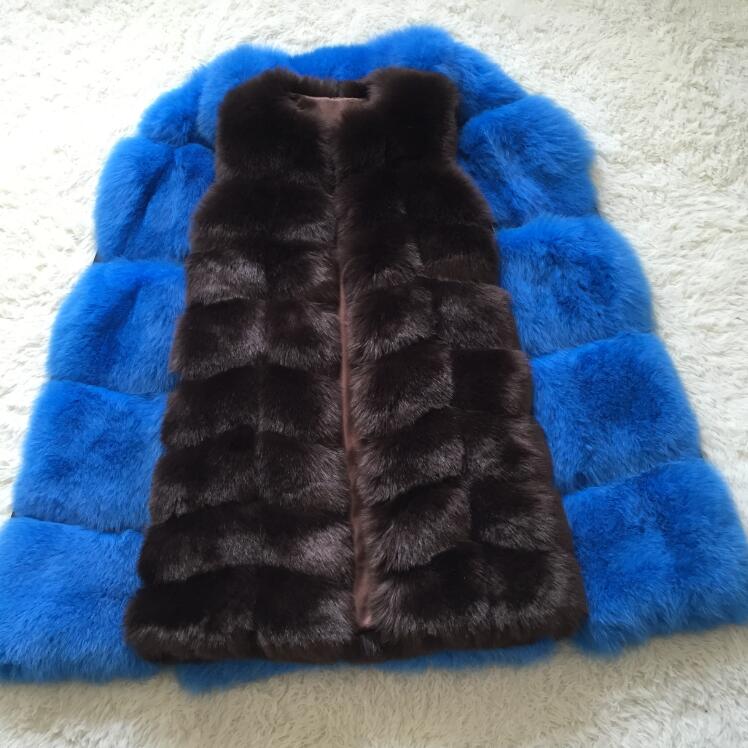 Faux Fur Factory Fox Faux Fur Vest Women Winter Warm Fox Artifical Fur Waistcoat Middle Long Coat Ladies Faux Furs Vest