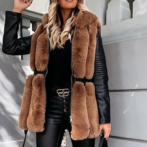 Winter Warm Rabbit Faux Fur Coats Women Fashion Slim Hooded Jackets Women Elegant Tie Belt Leather Fur Coats Female Ladies