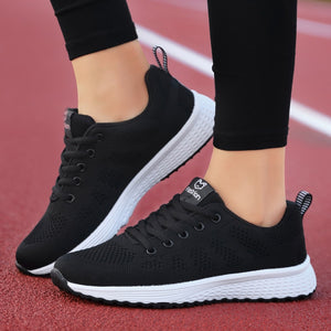 Women Casual Shoes Breathable Walking Mesh Lace Up Flat Shoes Sneakers Women 2019 Tenis Feminino Pink Black White