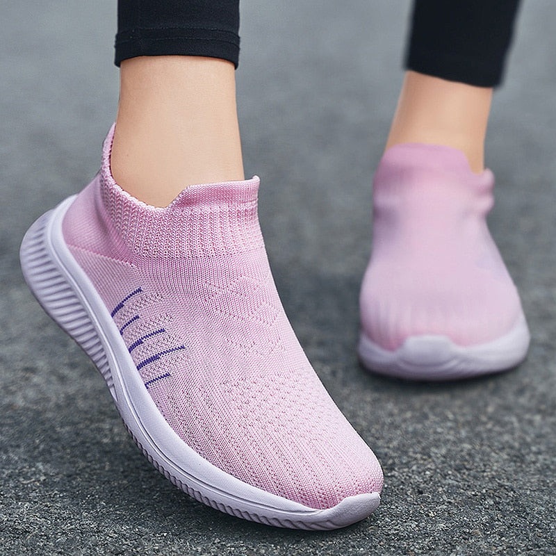 Women Flats Sneakers 2020 New Fashion Sneakers for Women Casual Slip On Sock Trainers Women Shoes Zapatillas Mujer