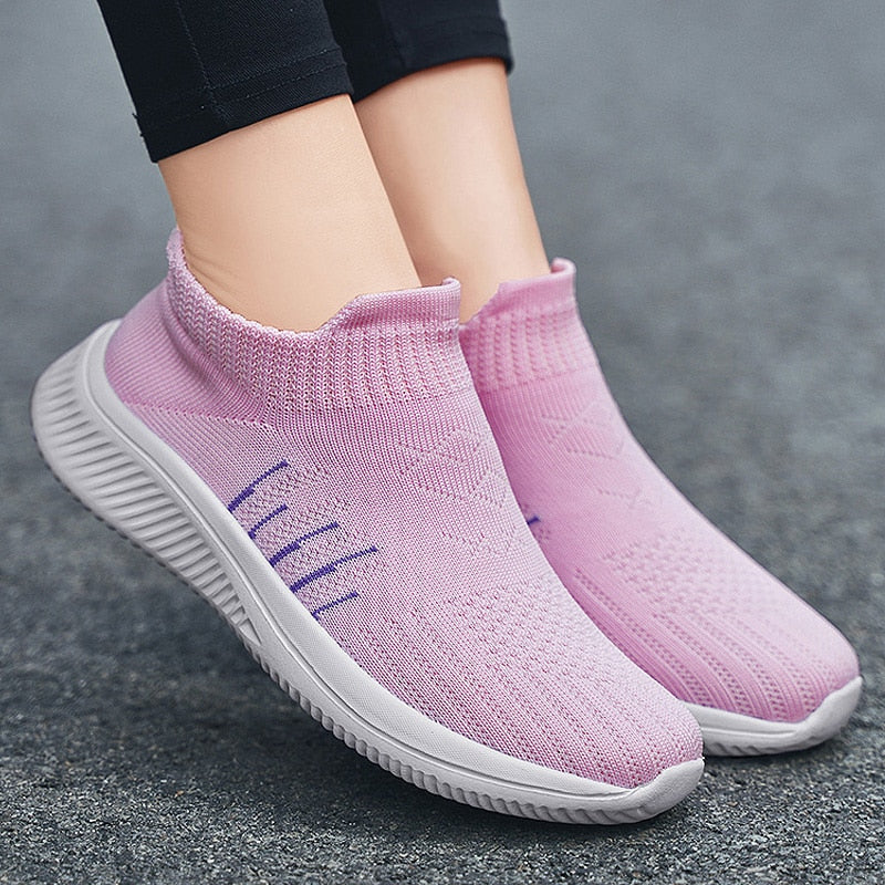 Women Flats Sneakers 2020 New Fashion Sneakers for Women Casual Slip On Sock Trainers Women Shoes Zapatillas Mujer