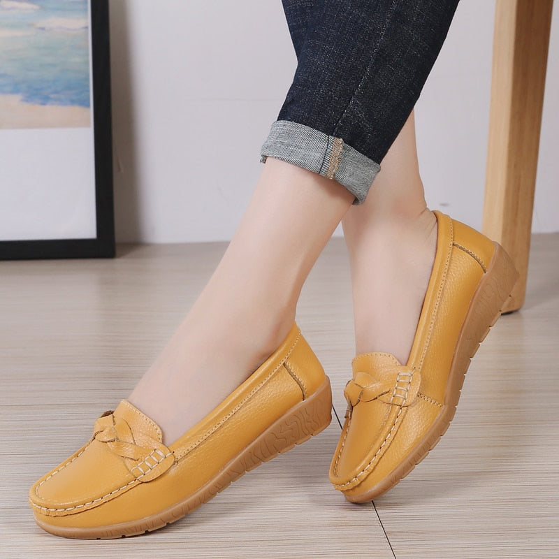 Women Genuine Leather Loafers Sheos Ballet Flats Ladies Shoes Female Spring Moccasins Casual Ballerina Shoes Women Sneakers