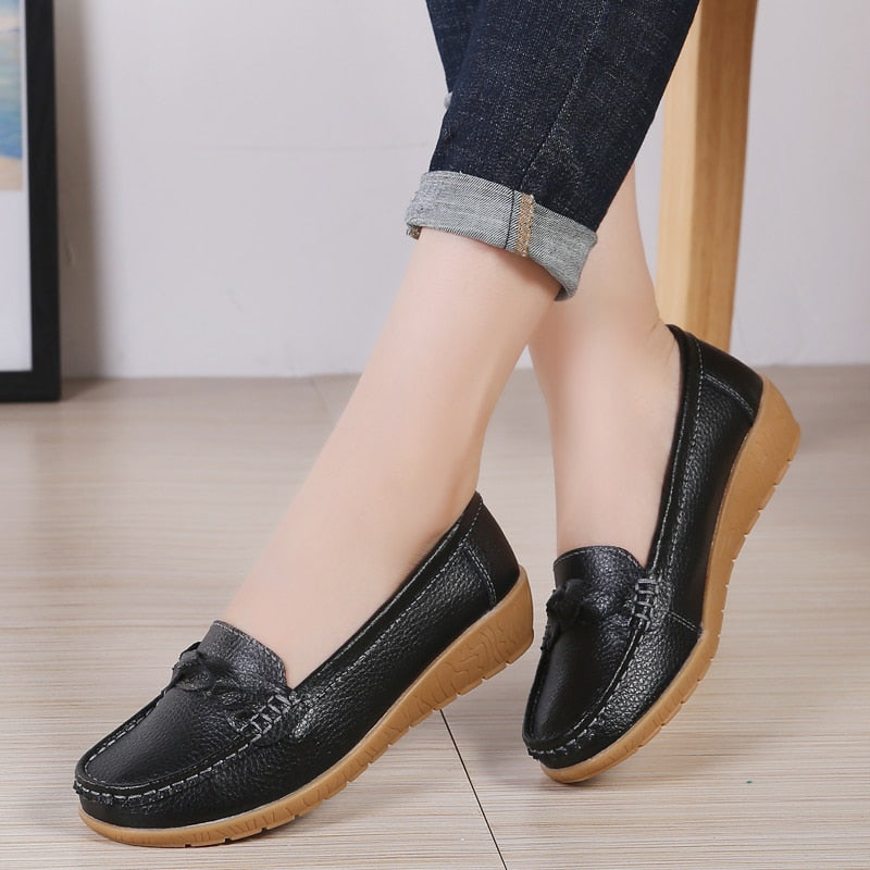 Women Genuine Leather Loafers Sheos Ballet Flats Ladies Shoes Female Spring Moccasins Casual Ballerina Shoes Women Sneakers