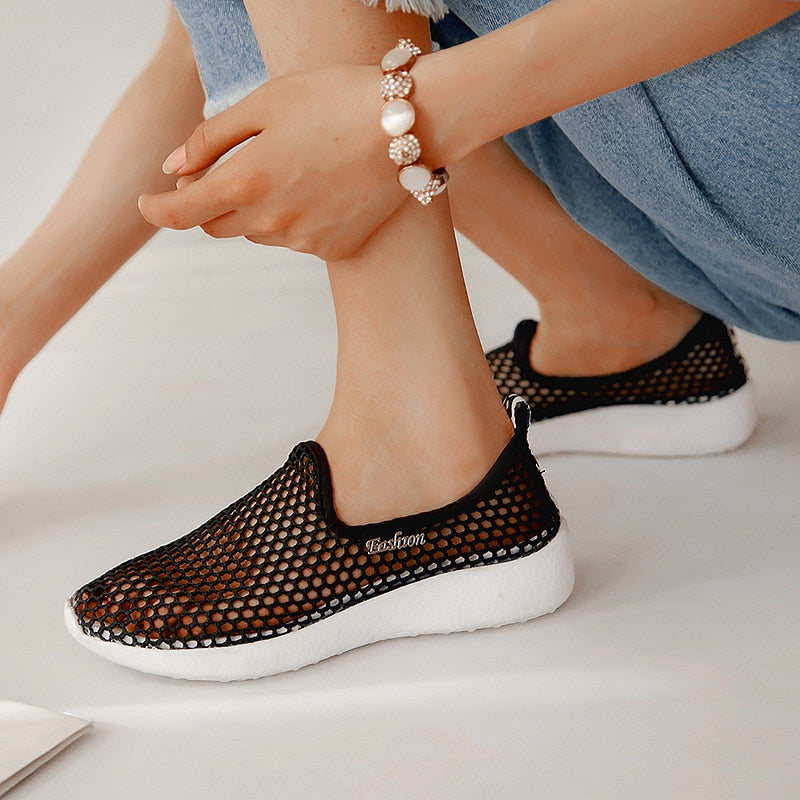 Women Shoes Summer Mesh Breathable Shoes Woman Shoes Fashion Sneakers Soft Comfortable Slip On Women's Shoes Zapatos De Mujer