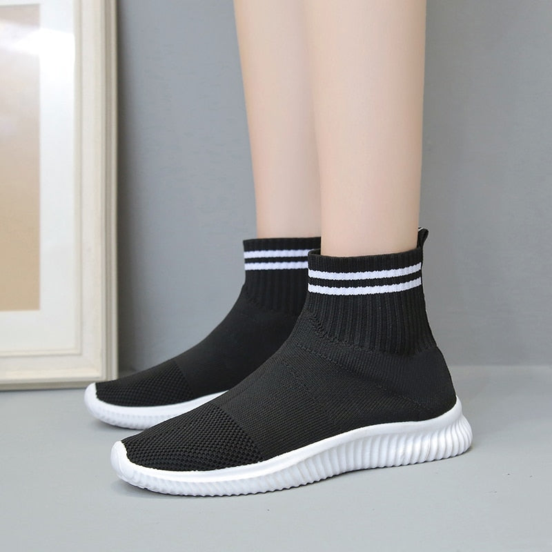 Women Sneakers Shoes 2020 Fashion Socks Shoe Casual Sneakers Summer Knitted Vulcanized Shoes Women Flats Trainers Tenis Feminino