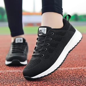 Women Sneakers Women 2020 Casual Shoes Fashion Breathable Walking Mesh Lace Up Flat Shoes Tenis Feminino Pink Black