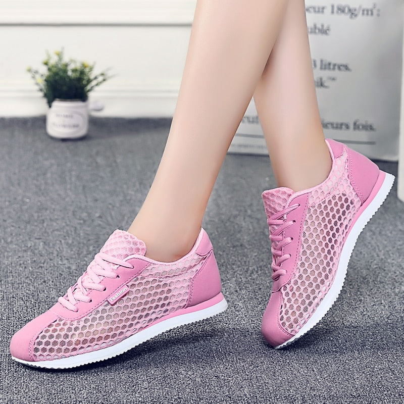 Women's Breathable Flat Shoes Light Soft Sport Shoes Women Tennis Shoes Female Stability Walking Sneakers Trainers Cheap