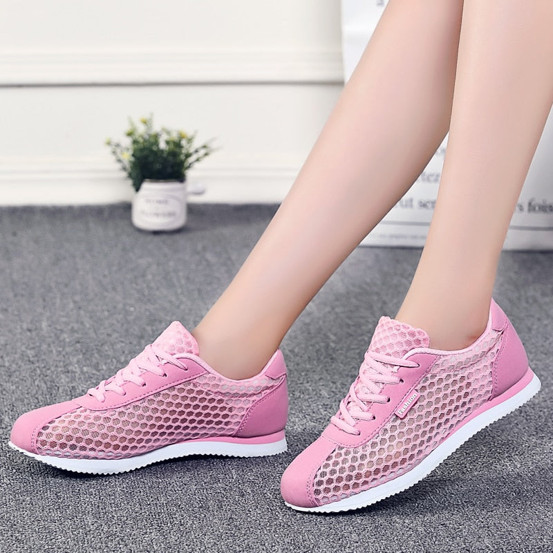 Women's Breathable Flat Shoes Light Soft Sport Shoes Women Tennis Shoes Female Stability Walking Sneakers Trainers Cheap